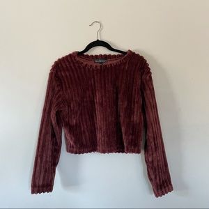 Cropped Burgundy Knit Sweater
